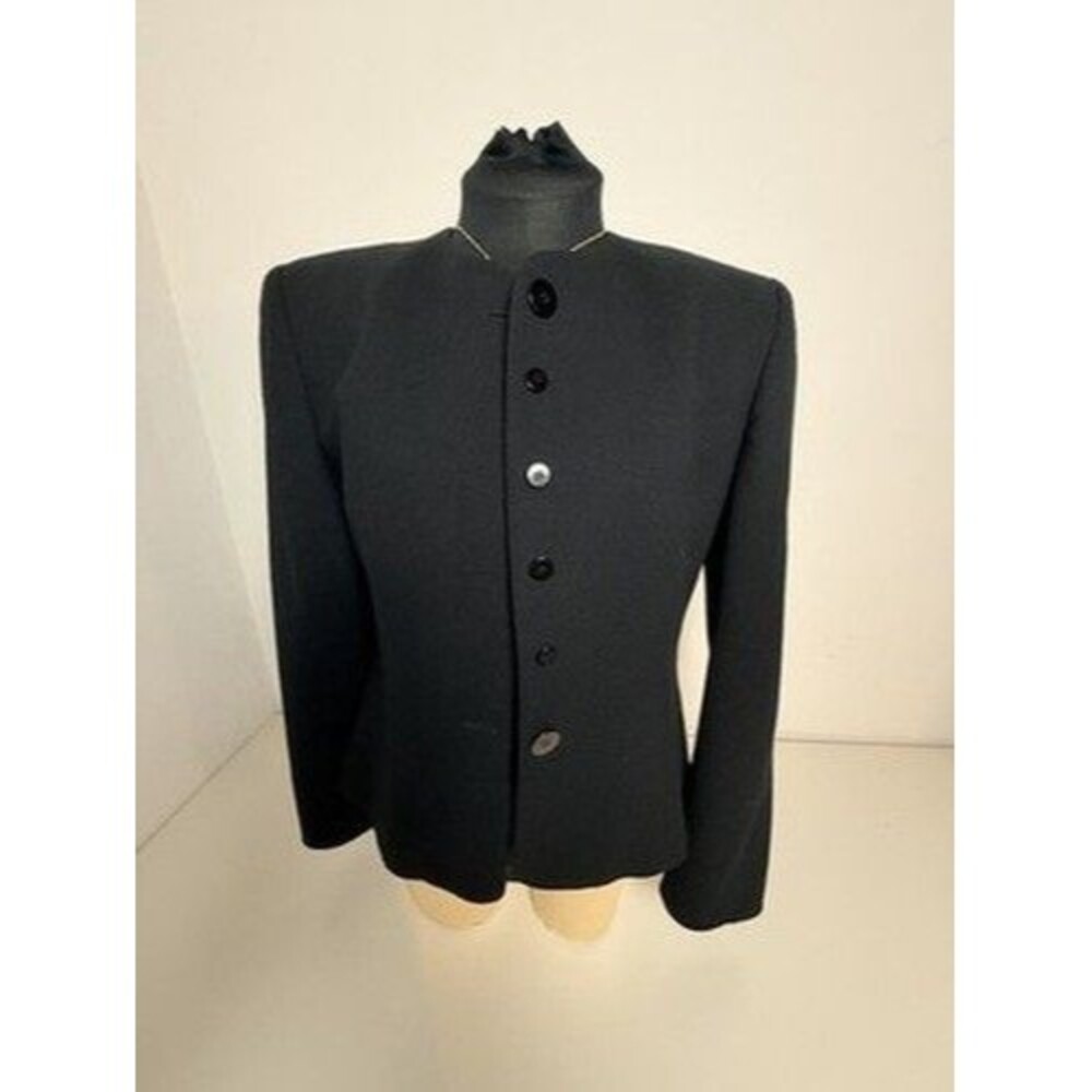 Vintage 90s Jones New York Blazer Jacket Womens 6 Black Collarless 1980s-1990s